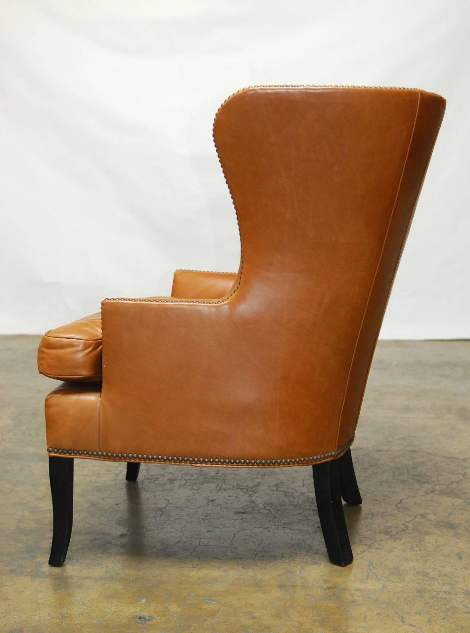 20th Century Mid-Century Style Leather Butterfly Wing Chair