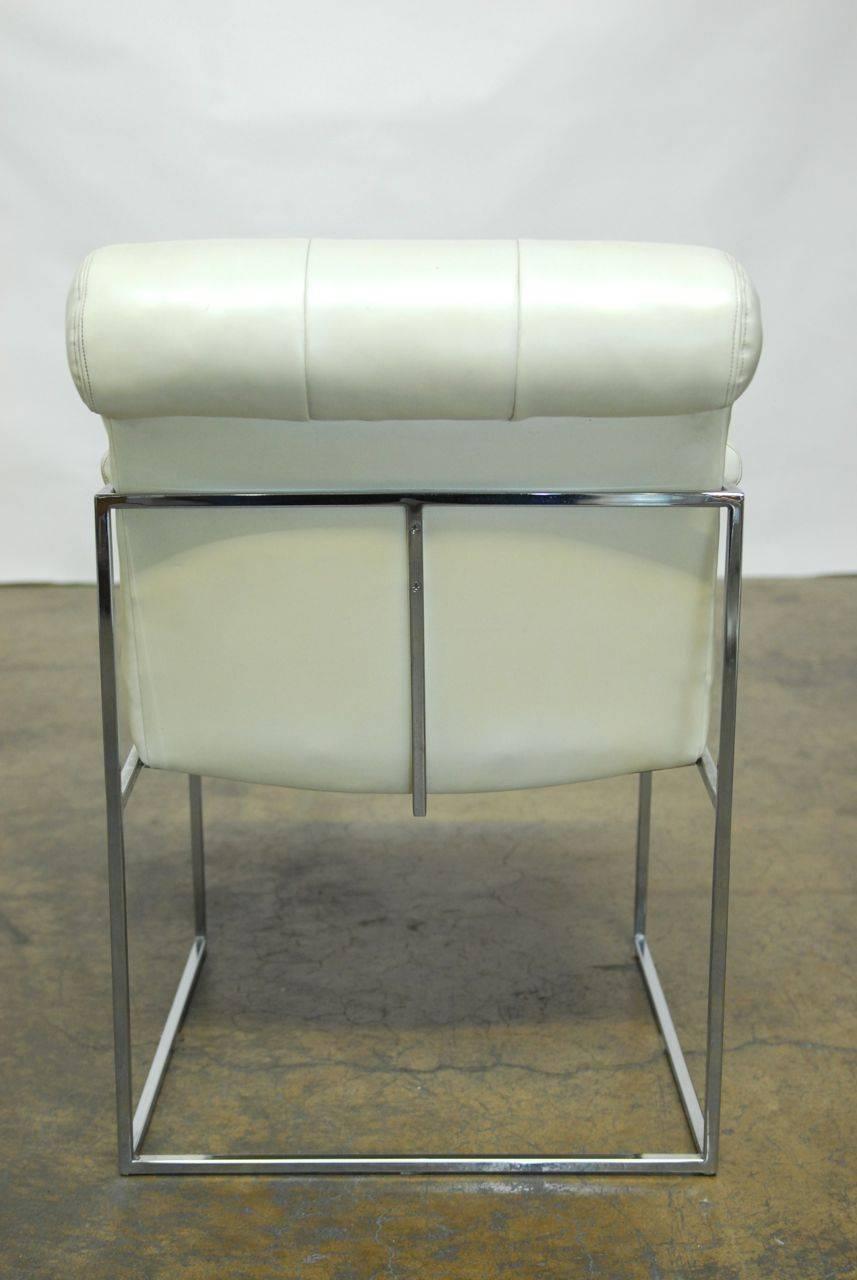 American Set of Ten Chrome Thin-Line Armchairs by Milo Baughman for Thayer Coggin