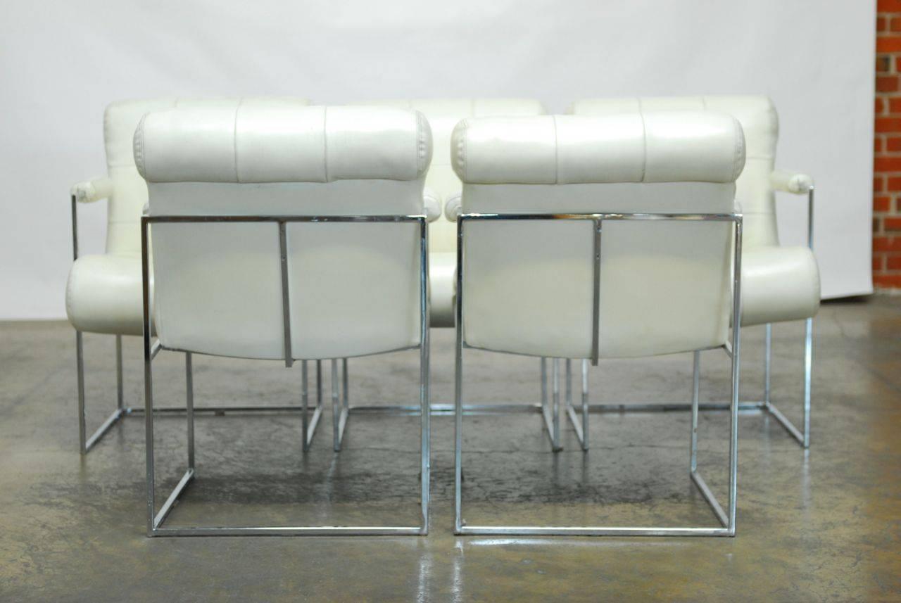 Set of Ten Chrome Thin-Line Armchairs by Milo Baughman for Thayer Coggin 1