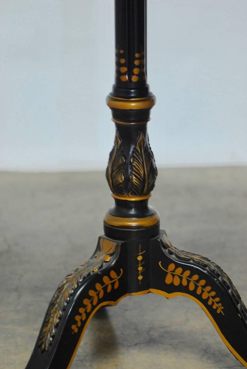 American Chinoiserie Black Lacquer Tripod Tea Table