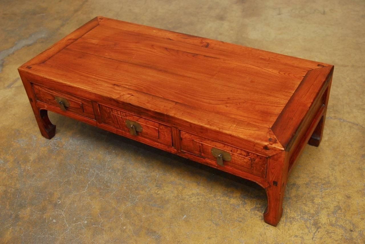 19th Century Chinese Three-Drawer Low Kang Coffee Table
