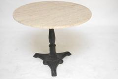 French Round Travertine and Iron Bistro Table