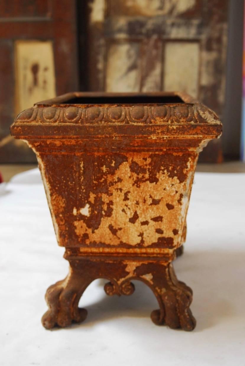 19th Century French Cast Iron Footed Garden Planter In Distressed Condition In Rio Vista, CA