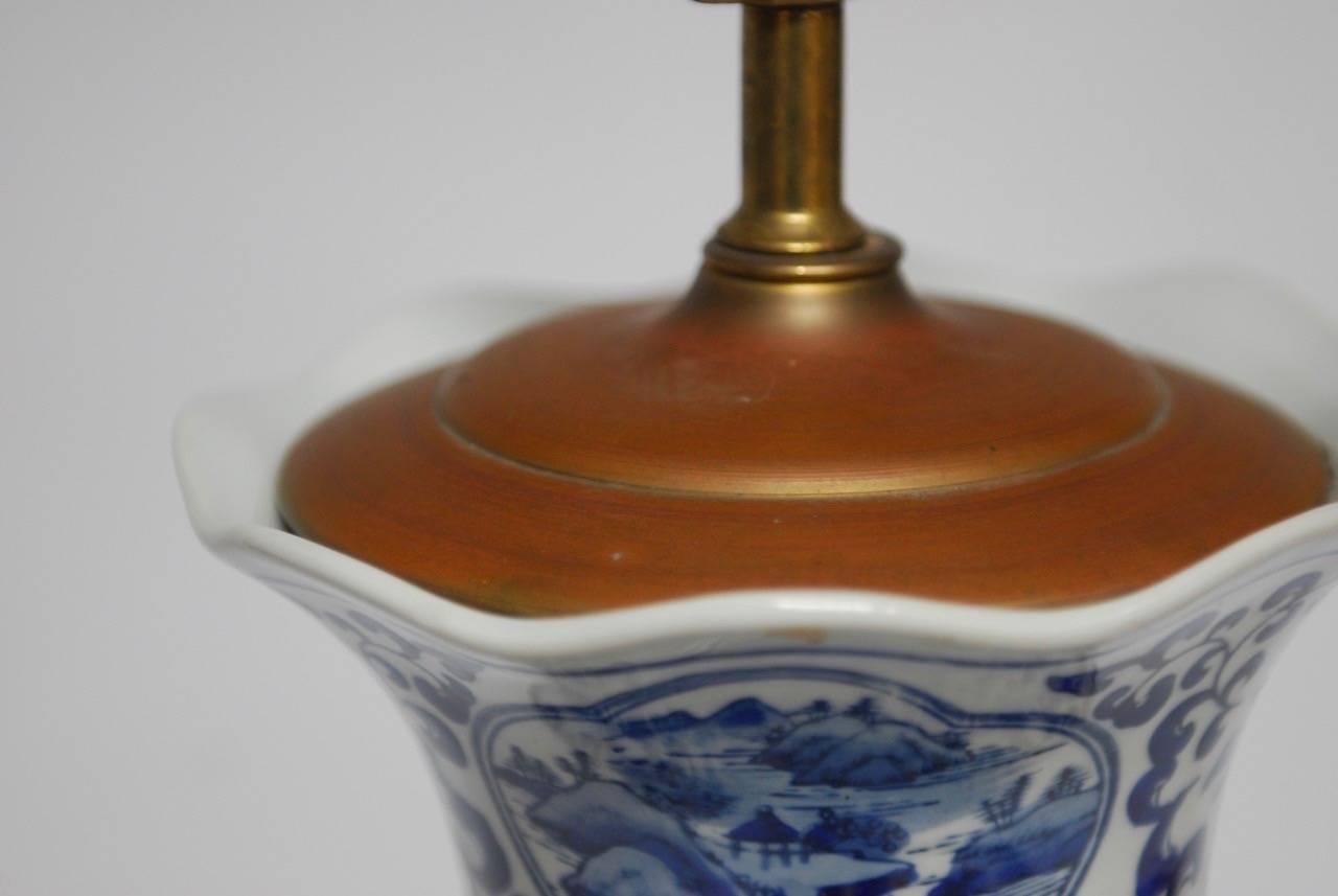 20th Century Chinese Blue and White Porcelain Ginger Jar Table Lamp