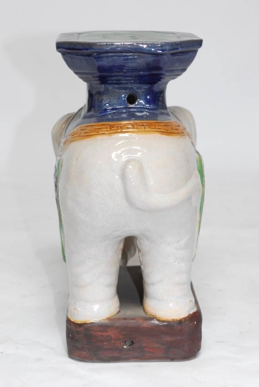 20th Century Ceramic Elephant Garden Stool or Drinks Table