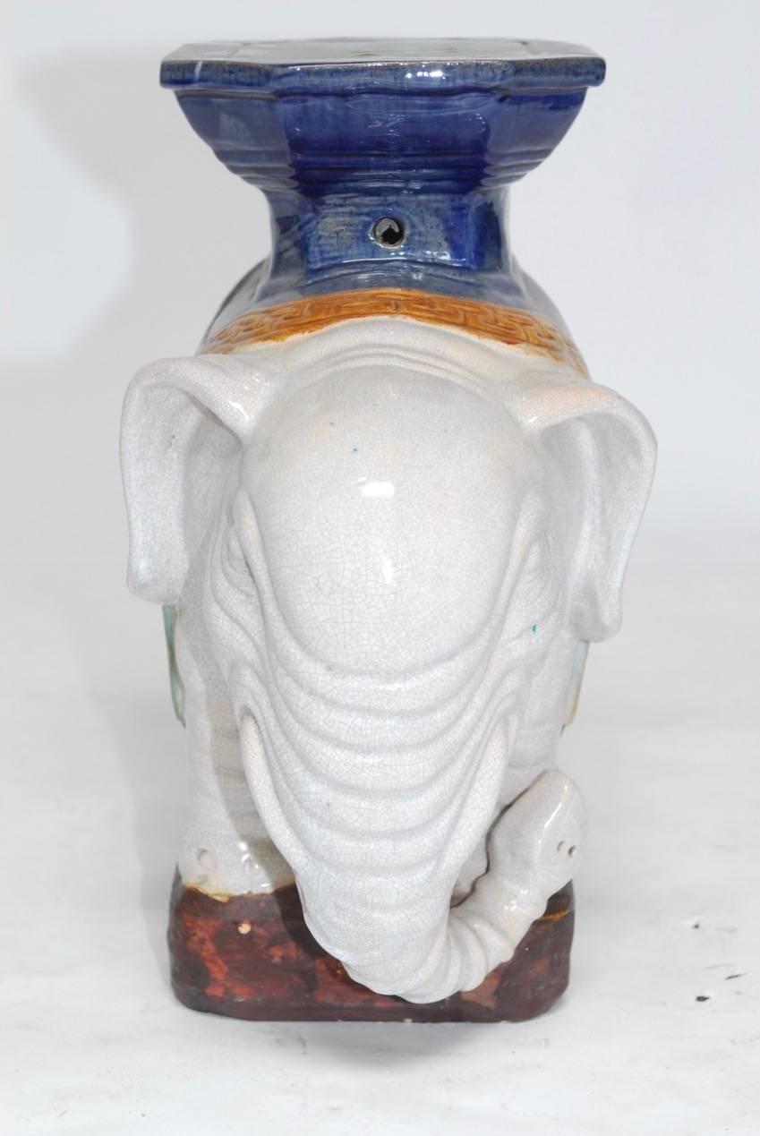 Chinese Ceramic Elephant Garden Stool or Drinks Table