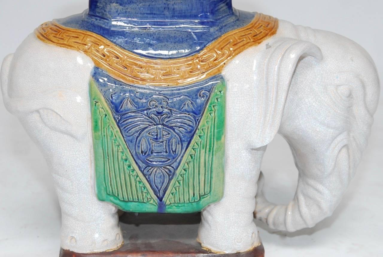 Chinese Export Ceramic Elephant Garden Stool or Drinks Table