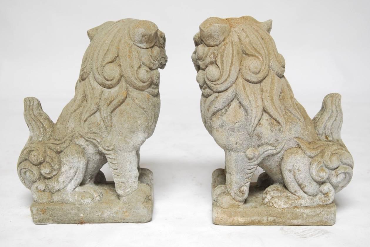 Pair of Chinese Stone Guardian Foo Lions 2