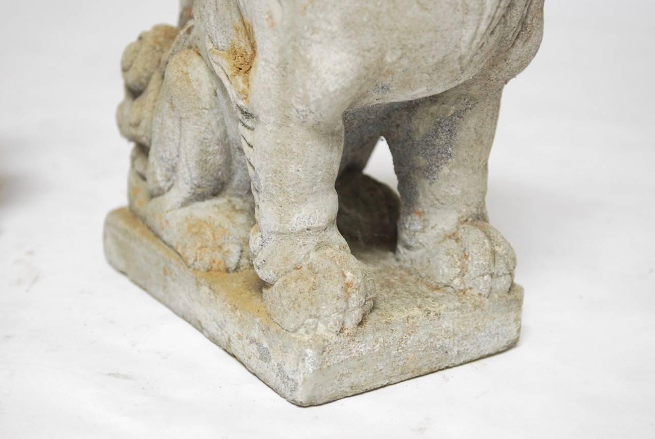 Pair of Chinese Stone Guardian Foo Lions 3