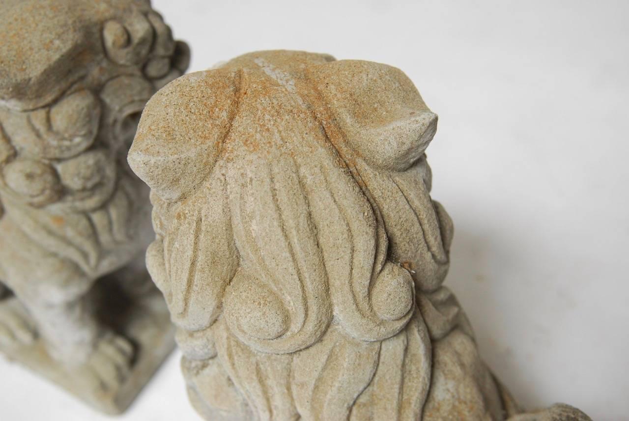 Pair of Chinese Stone Guardian Foo Lions 4