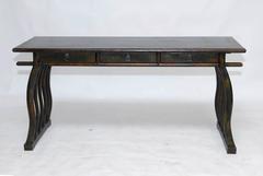 Chinese Lacquered Desk with Serpentine Legs