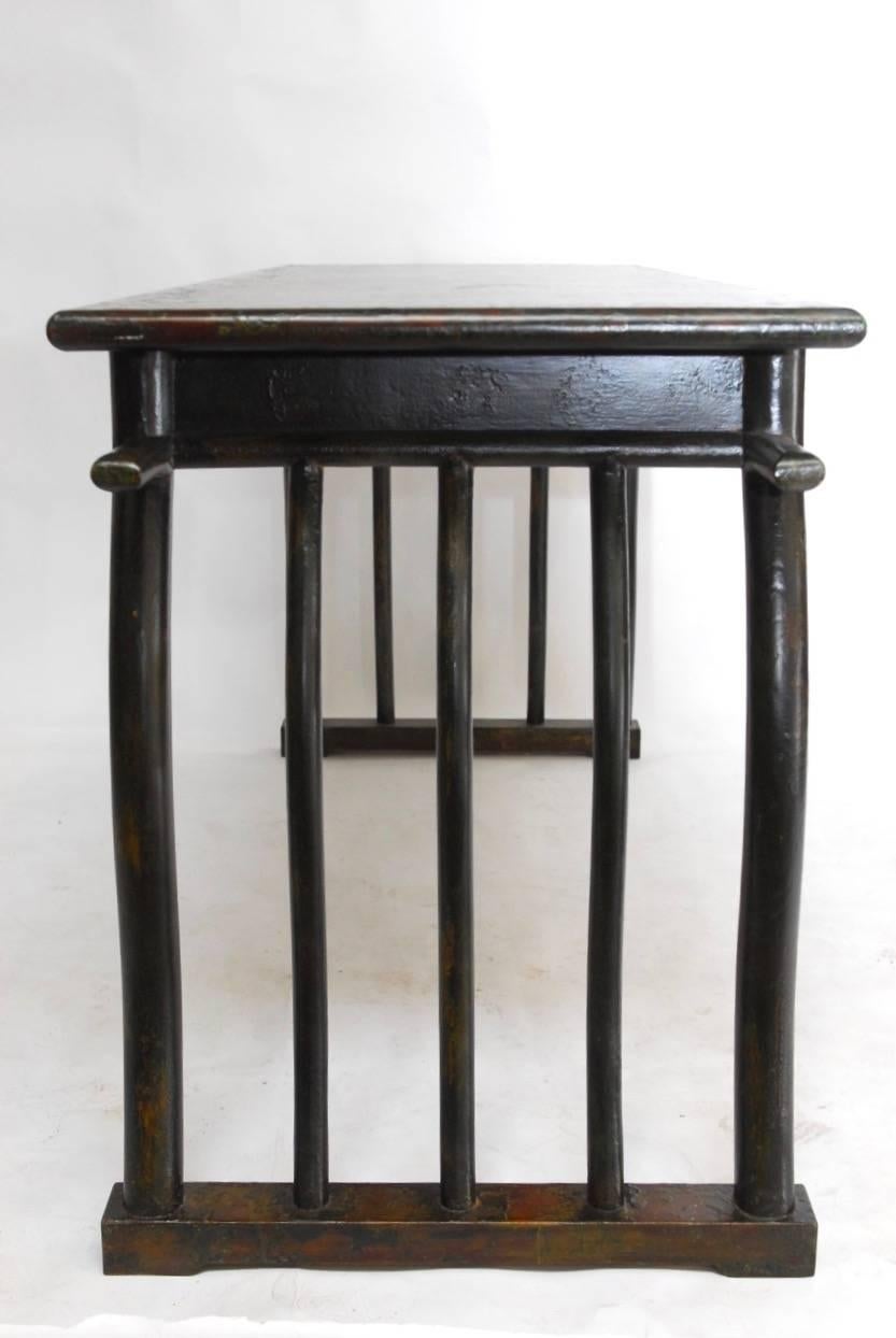 Art Deco Chinese Lacquered Desk with Serpentine Legs