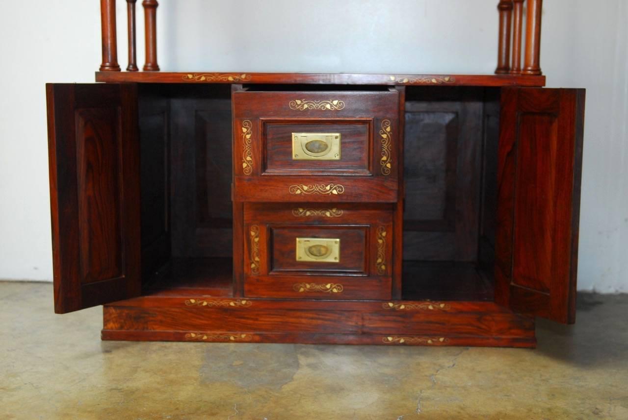 Hand-Crafted Pair of Anglo Indian Rosewood Étagère Display Cabinets