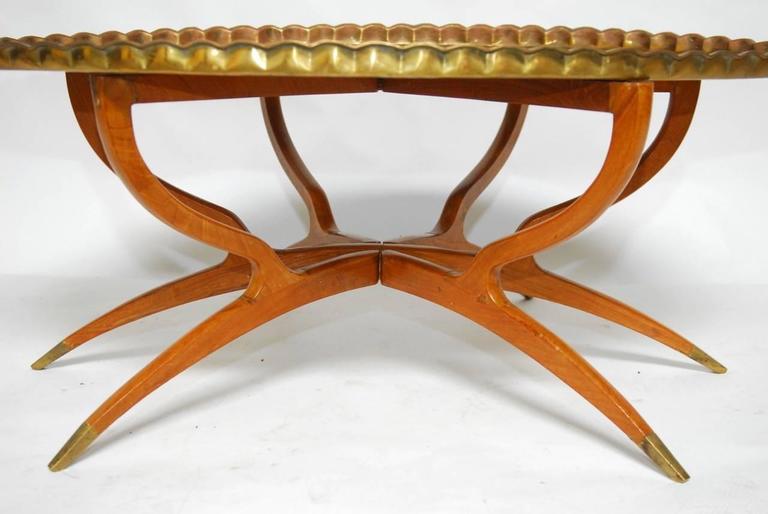 MidCentury Moroccan Folding Brass Oval Tray Table For Sale at 1stDibs