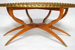 Mid-Century Moroccan Folding Brass Oval Tray Table