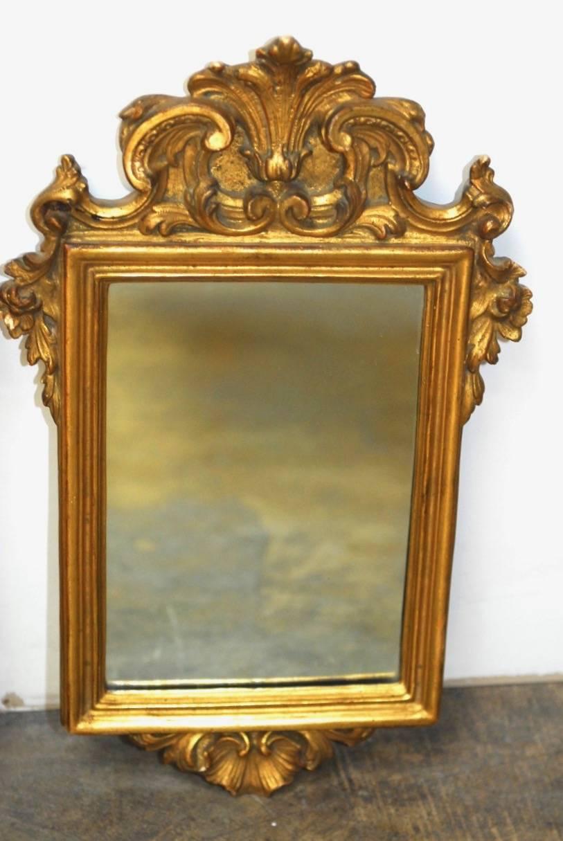 Pair of Italian Rococo Giltwood and Gesso Mirrors 1