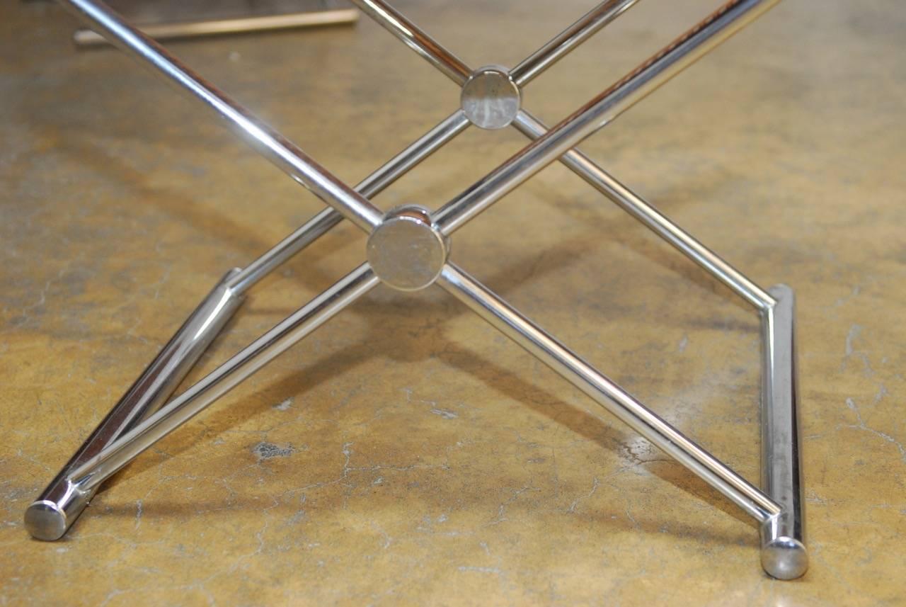 Metal Pair of Mid-Century Chrome and Caned Director Chairs