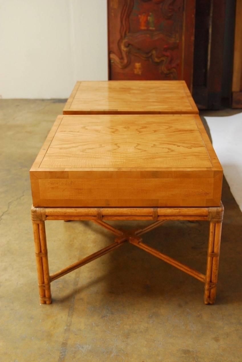 Pair of Mid-Century Faux Bamboo End Tables by Henredon In Excellent Condition In Rio Vista, CA