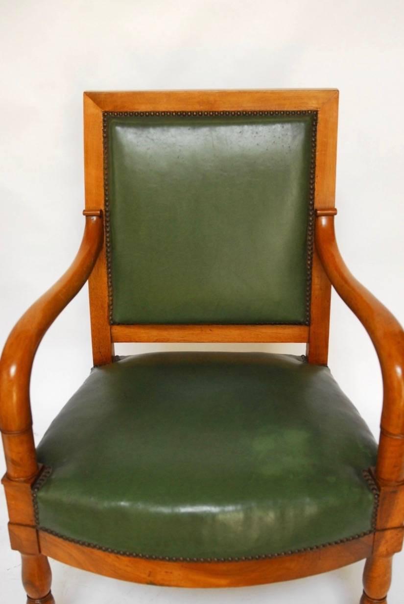 Hand-Crafted Pair of French Empire Mahogany Library Chairs