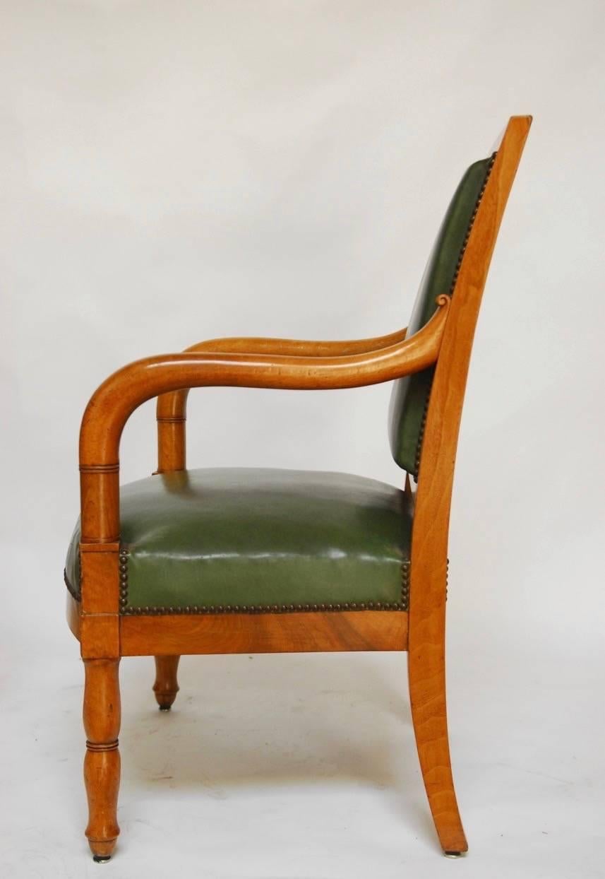 Pair of French Empire Mahogany Library Chairs In Excellent Condition In Rio Vista, CA