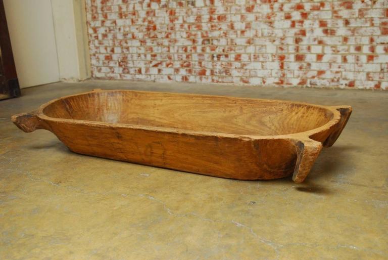 18th Century Large French Carved Wood Dough Bowl or Trough For Sale at 1stdibs