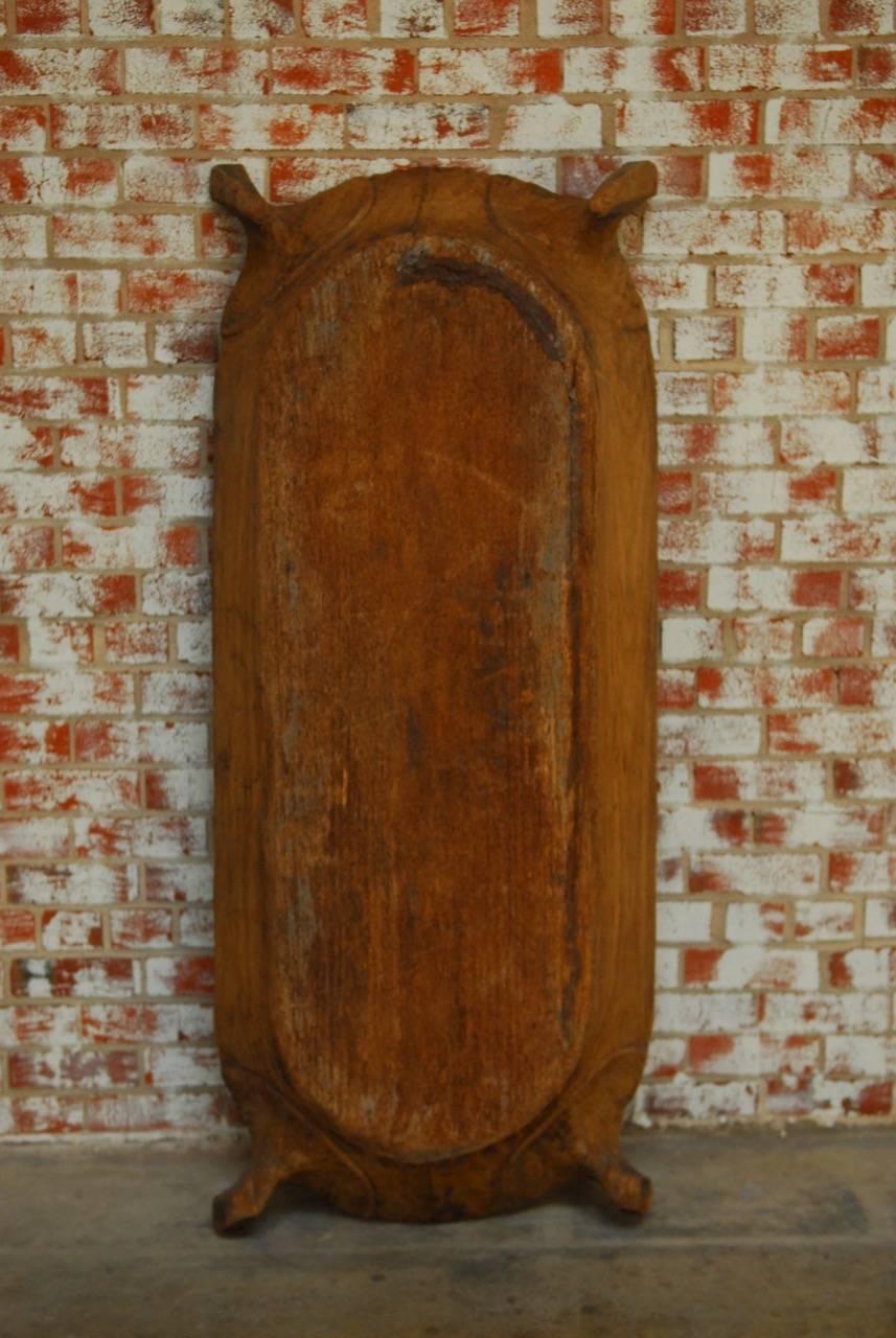 18th Century Large French Carved Wood Dough Bowl or Trough In Distressed Condition In Rio Vista, CA