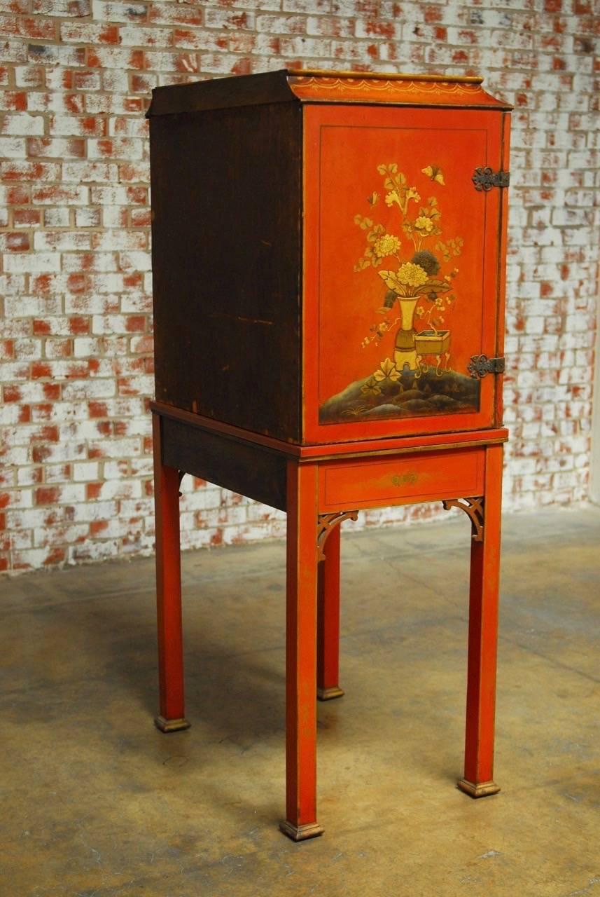 Chinese Chippendale Style Lacquered Cabinet on Stand 4