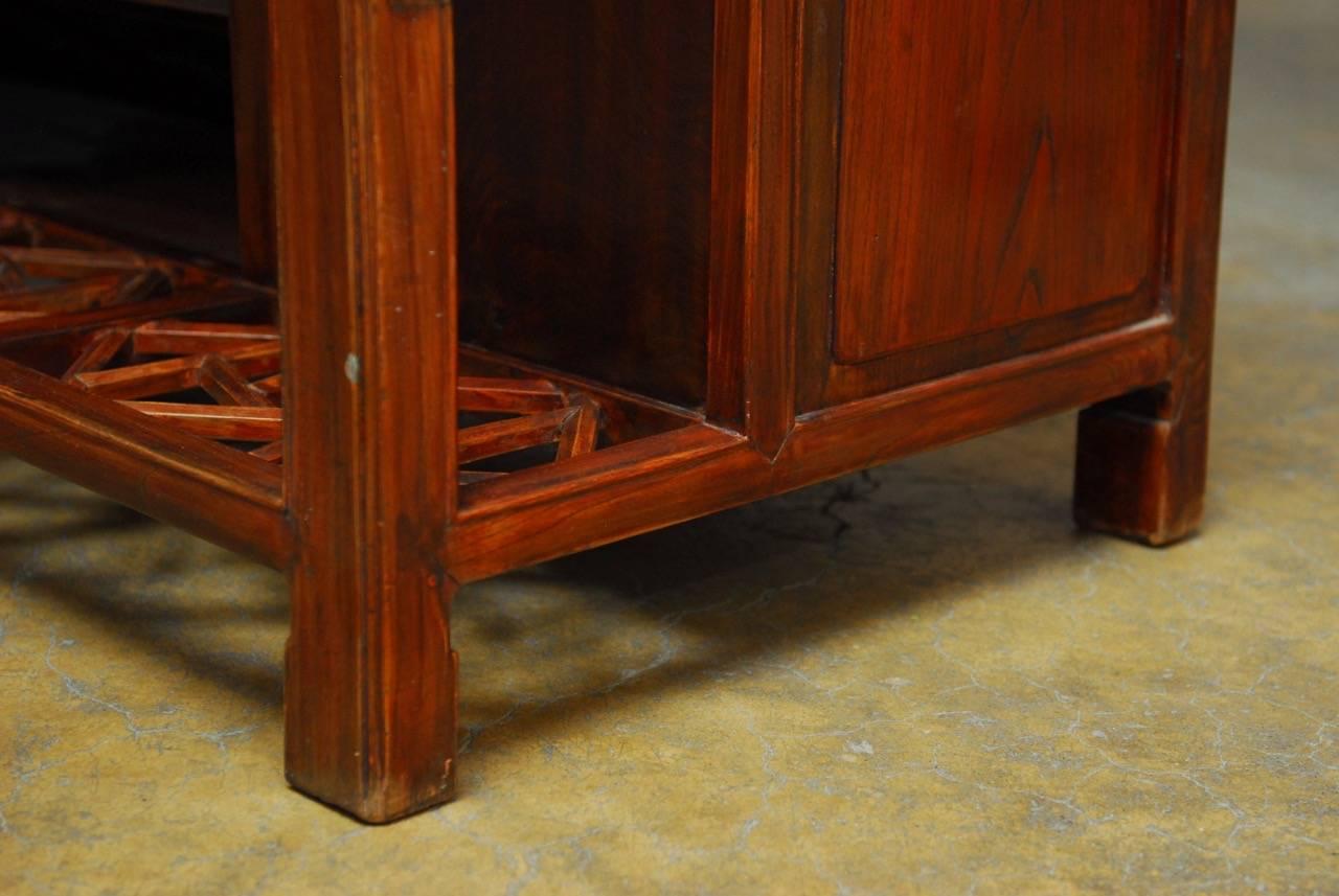 Chinese Red Lacquered Four-Drawer Desk with Footrest 3