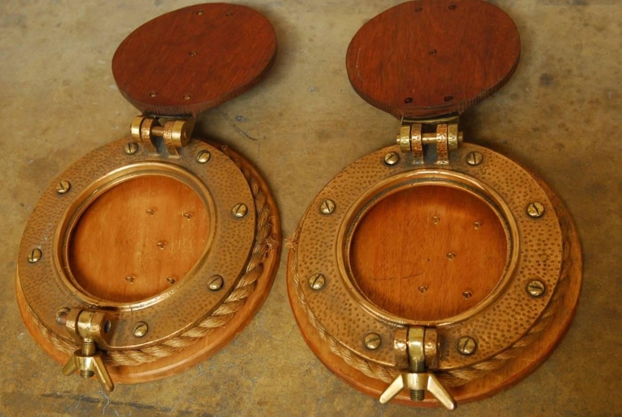 Pair of British Royal Navy Brass Ships Portholes In Good Condition In Rio Vista, CA