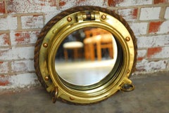 British Royal Navy Solid Brass Ships Porthole Rope Mirror