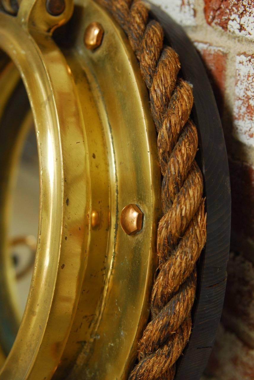 Industrial British Royal Navy Solid Brass Ships Porthole Rope Mirror