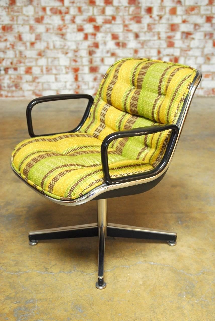 Metal Mid-Century Plaid Executive Chair by Charles Pollock for Knoll