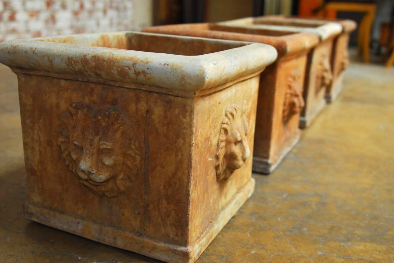 Continental Style Sandstone Planters with Lions Head Motif 1