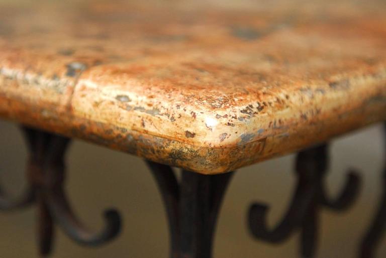 Quatrefoil Wrought Iron and Italian Marble Console Table at 1stdibs