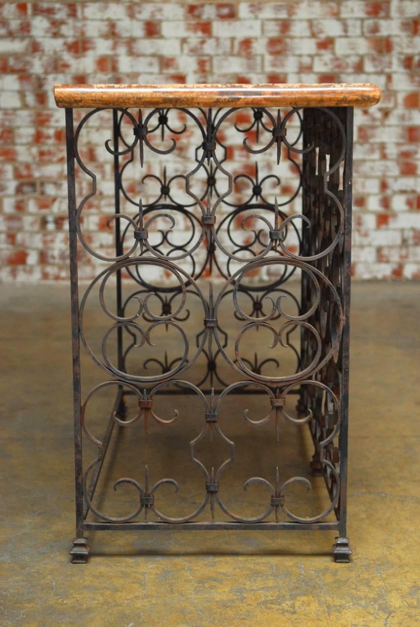 Quatrefoil Wrought Iron and Italian Marble Console Table 2