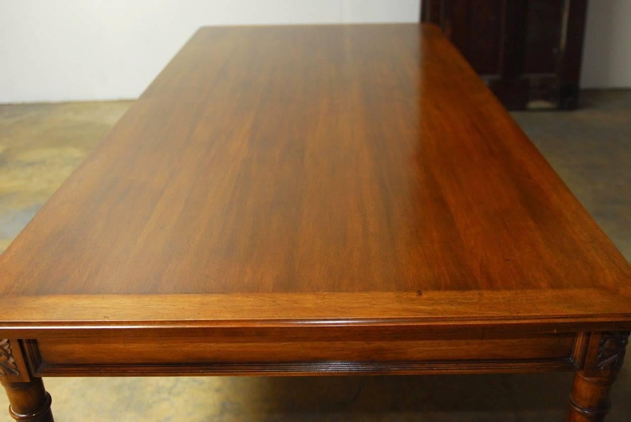 Hand-Crafted French Louis XVI Style Mahogany Dining Table with Leaves