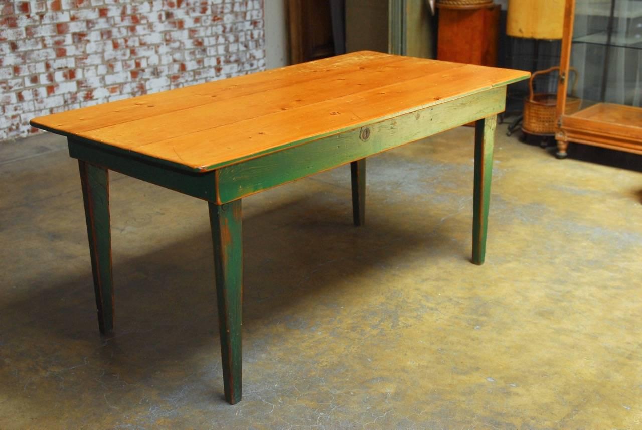 Rustic French Pine Painted Farmhouse Table 1