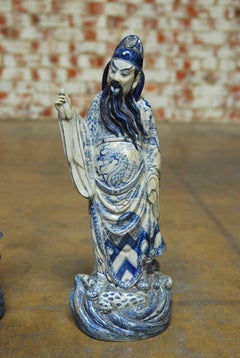 Set of Eight Chinese Blue and White Porcelain Immortal Figures