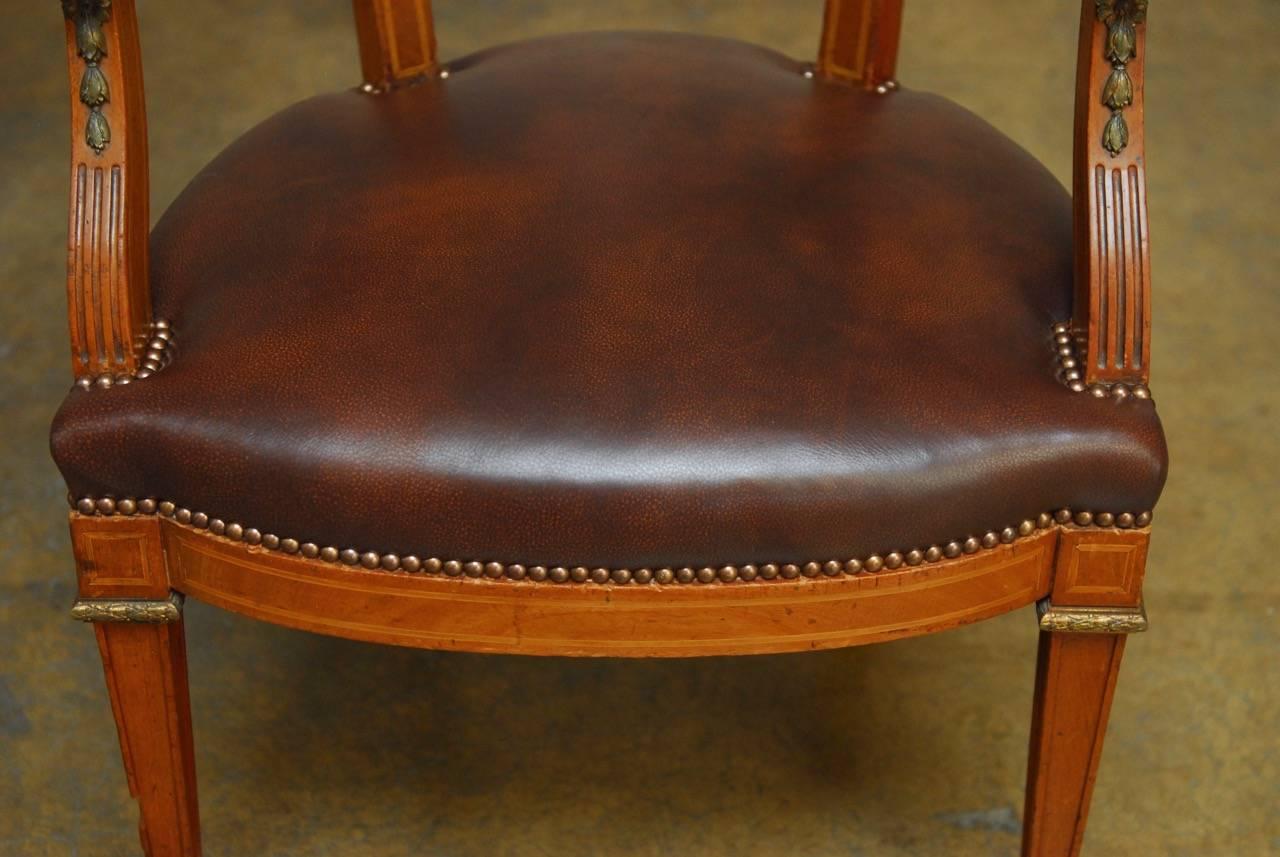 Hand-Crafted Neoclassical French Empire Mahogany Barrel-Back Armchair