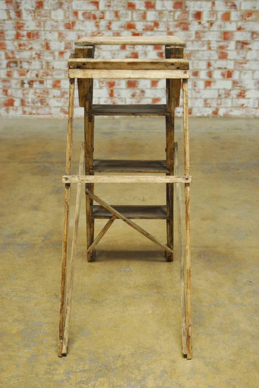 Hand-Crafted 19th Century English Lattice Step Ladder by Gainsford and Co.