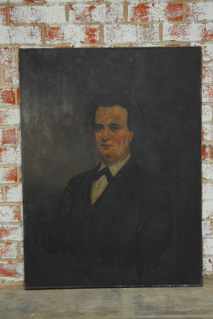 Victorian 19th Century English Portrait of a Gentleman Oil on Canvas