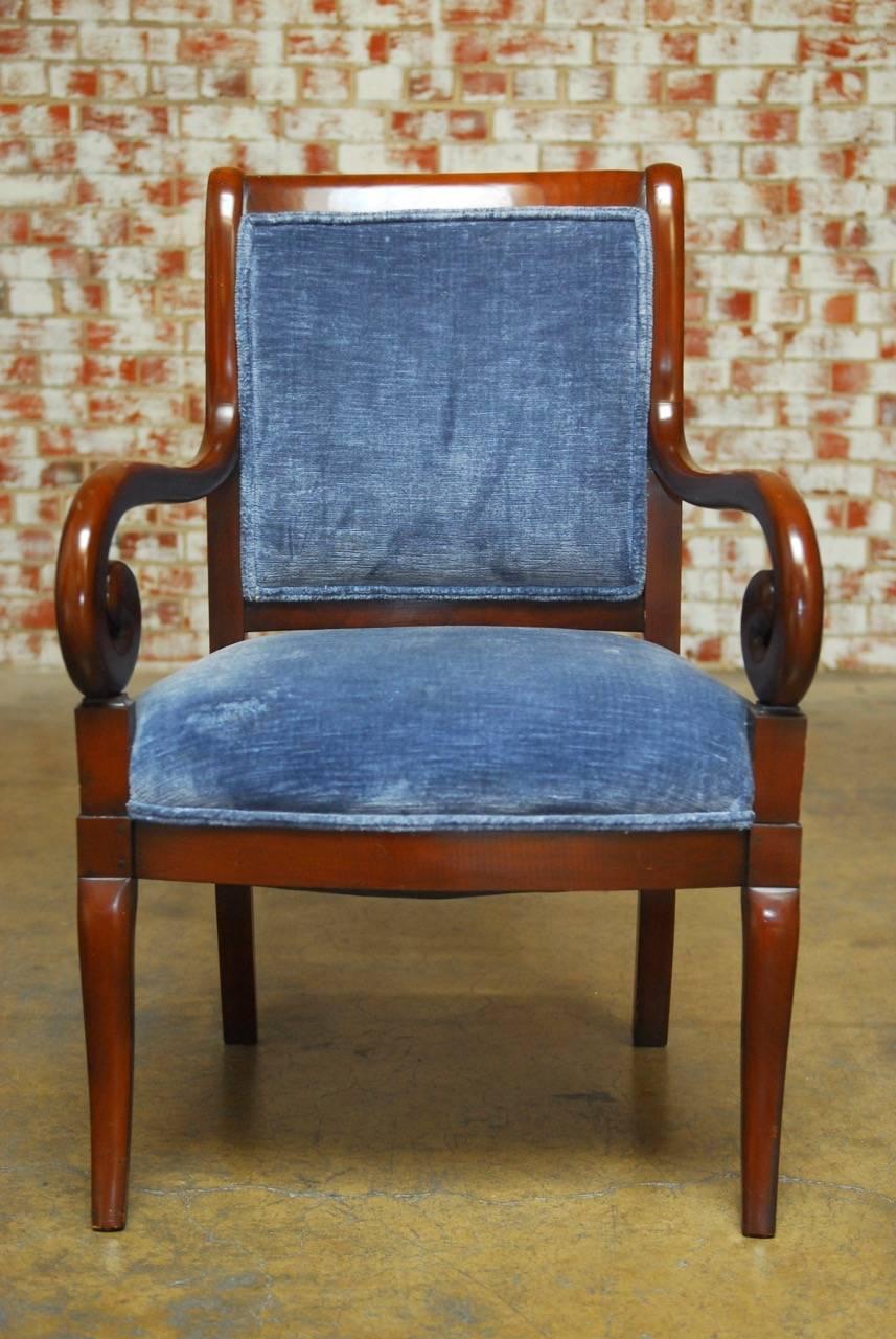 20th Century Pair of English Regency Style Mahogany Library Chairs