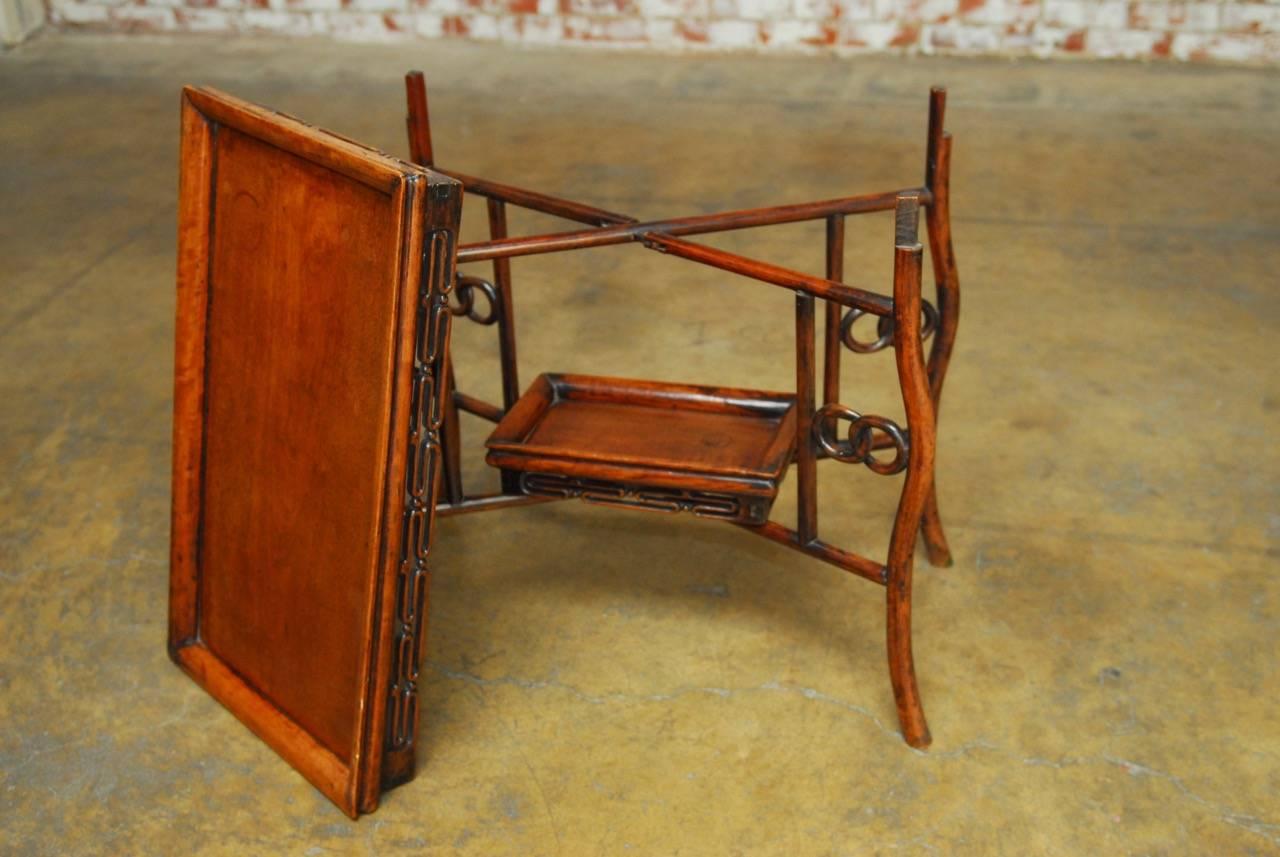 20th Century Chinese Qing Rosewood Folding Tray Table For Sale