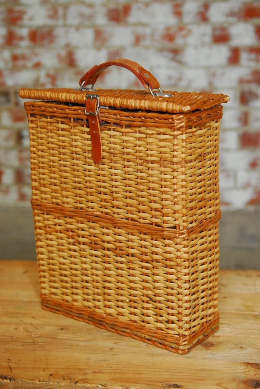 Metal Abercrombie and Fitch Picnic Basket with Sandwich Tins and Thermos