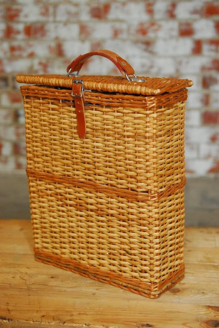 Abercrombie and Fitch Picnic Basket with Sandwich Tins and Thermos at