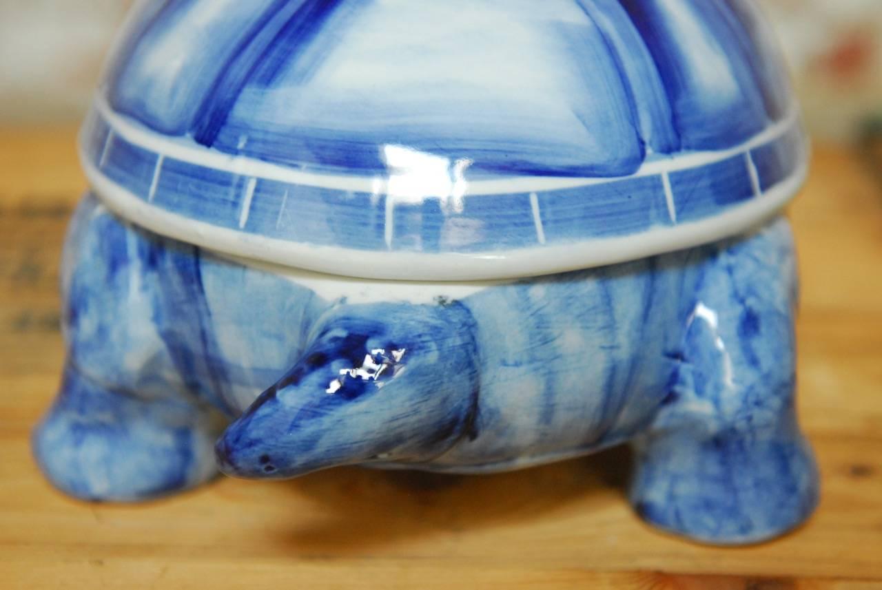 Blue and White Porcelain Turtle Trinket Box 1