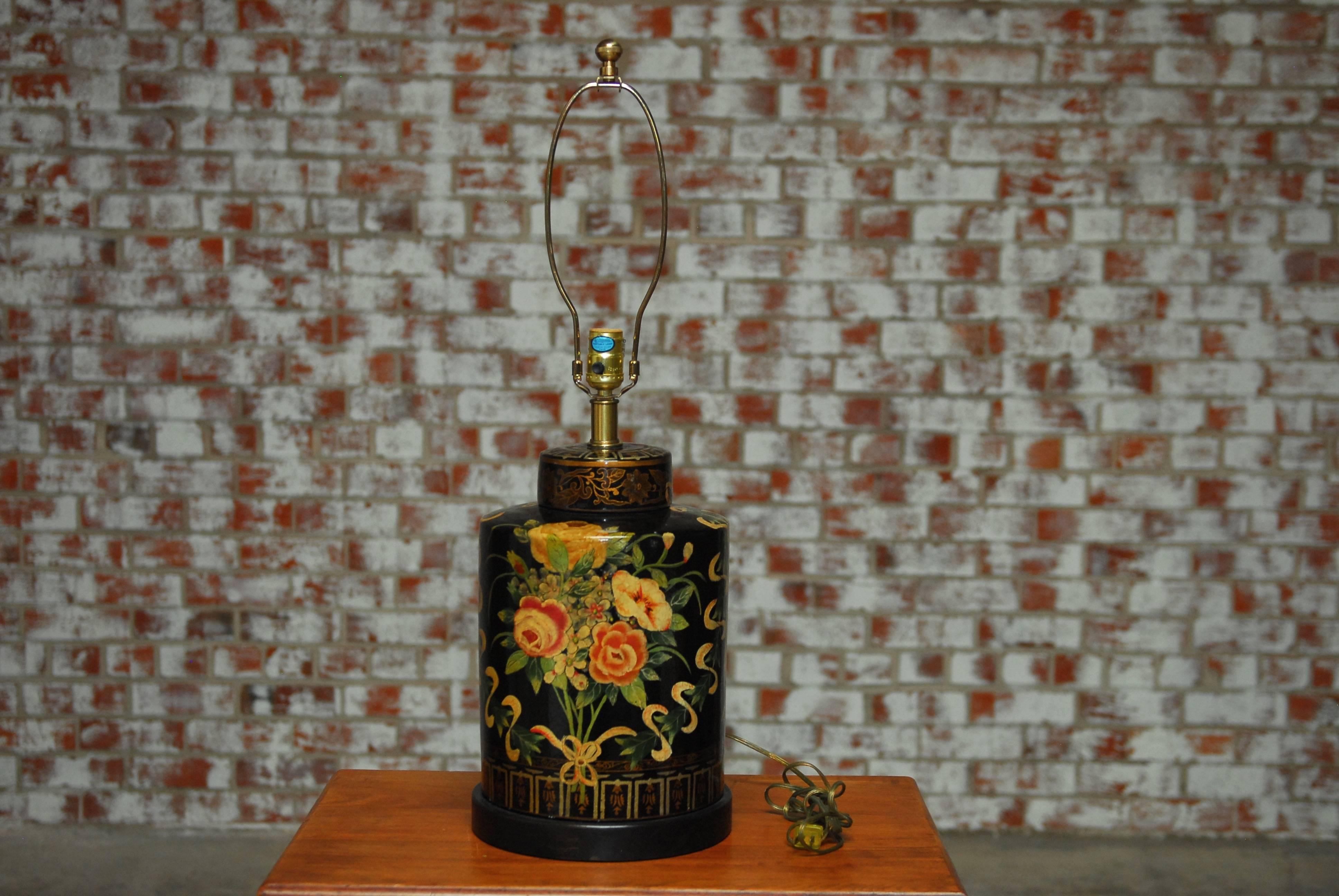 floral canister lamp