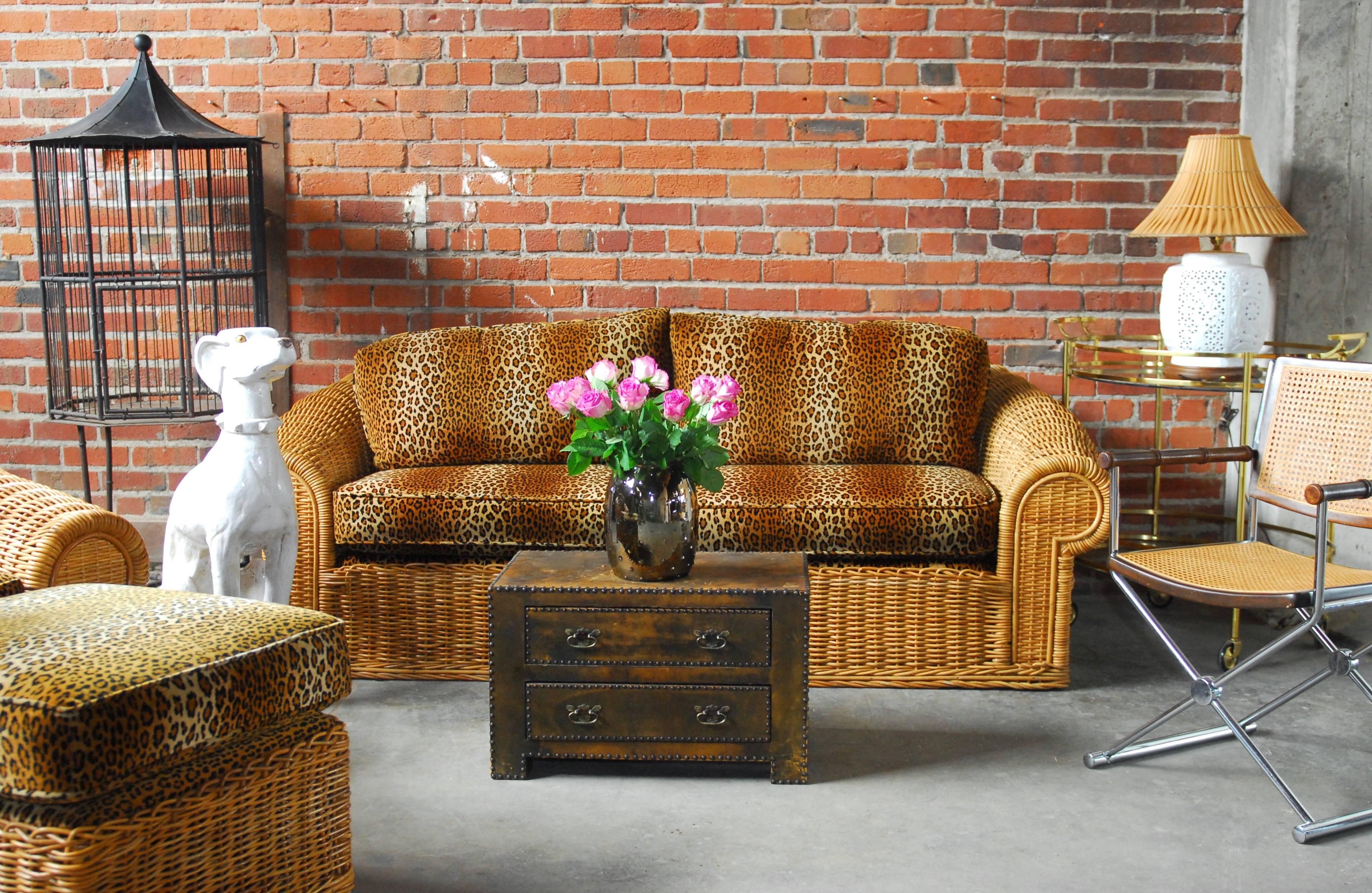 Michael Taylor Inspired Wicker Lounge Chair and Ottoman 3