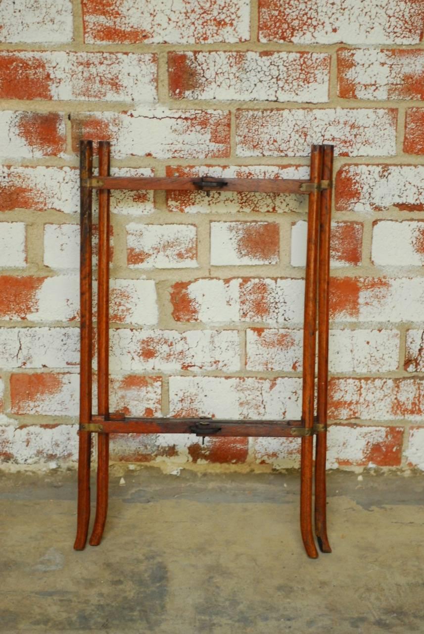 20th Century Asian Folding Brass Quatrefoil Tray Table or Drink Table