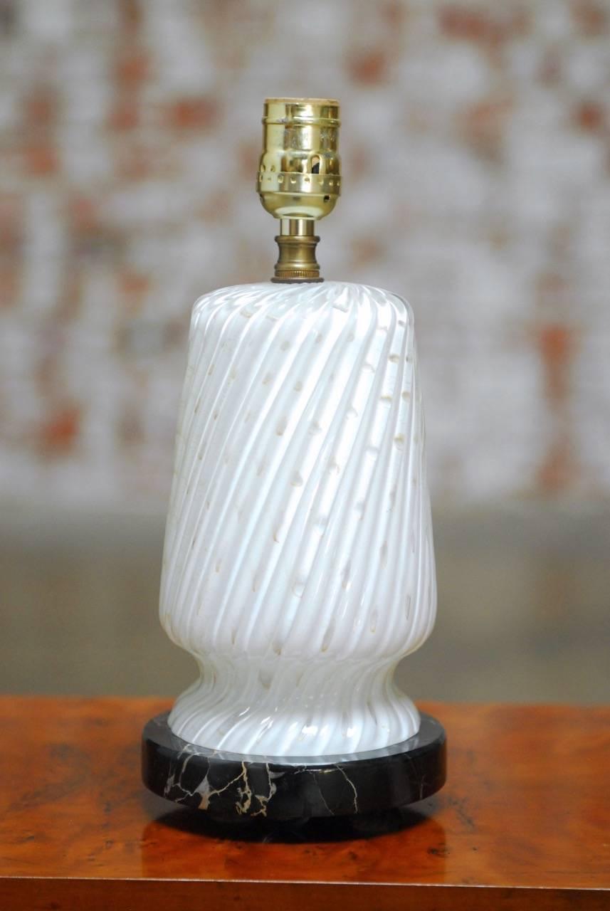 Hand-Crafted Italian Art Deco Murano Glass and Marble Lamp  For Sale